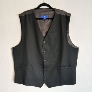 EGARA 100% Wool Black Mens Suit Vest Size 4XL 5 Button Dressy Professional #710